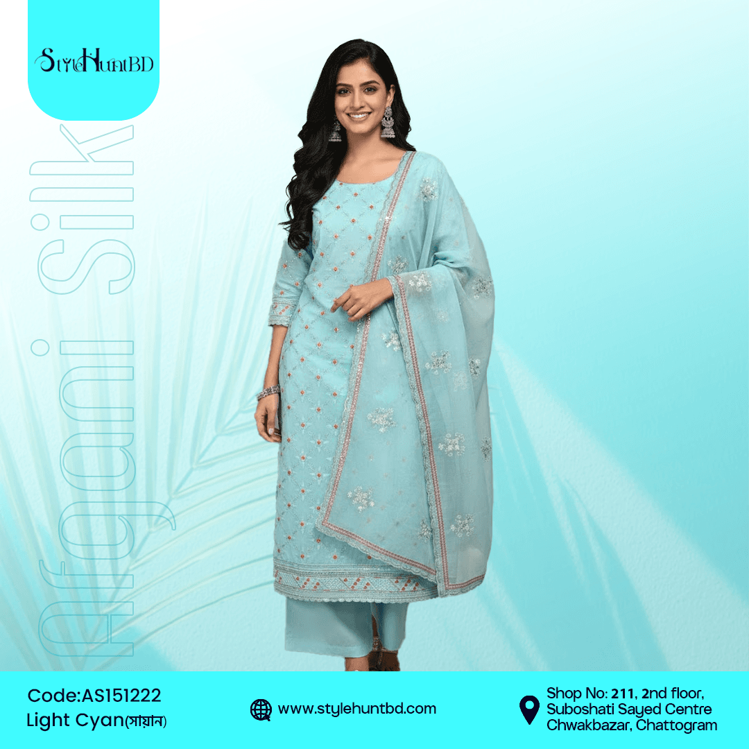 Light Cyan Afgani Silk Collection