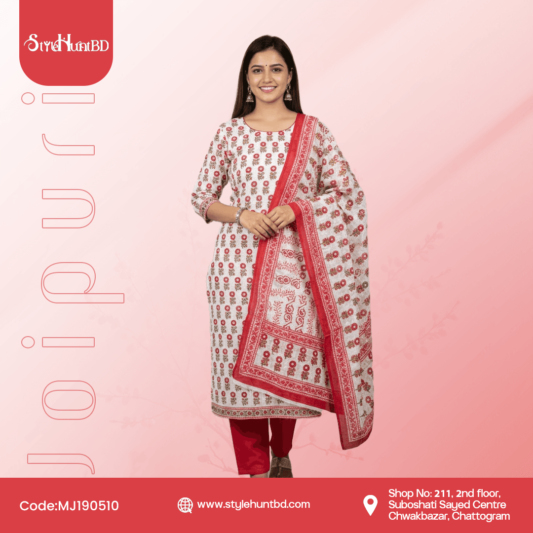 Crimson Coral & White Joipuri Collection